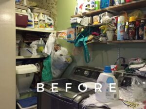 disorganized laundry room