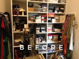 cluttered shoe storage