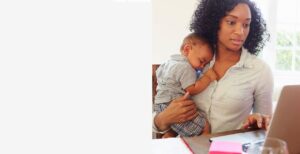 Working mom in home office