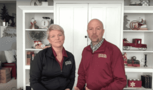 Susan and Travis in clutter free holiday space