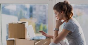 Woman preparing for move