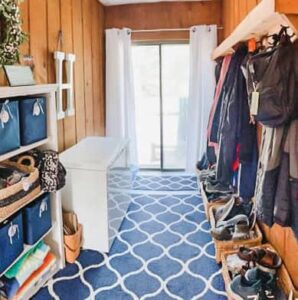 cluttered mudroom