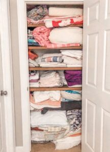 disorganized linen closet
