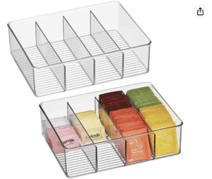 plastic stackable tea bag organizer