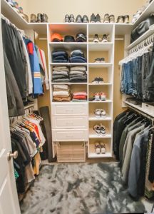 neat, decluttered closet, completed by home organizing company near St. Louis