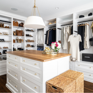 Custome designed closet and organized by professional organizer